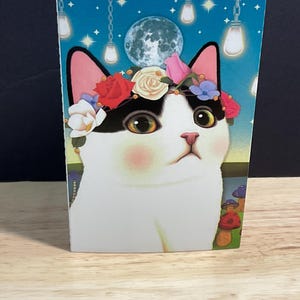 Carte chat , Fleurs , Imprimé , Blanc , Fourrure de bébé , Meow , Doux , Mignonne , Famille , Ami , Ronronnement
