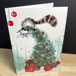 Carte de Noël étoile chat , Vacances , Hiver , Arbre , Animal de compagnie , Bugger , Kitty , Décoration , Cadeaux , Famille , Amis , Mignonne