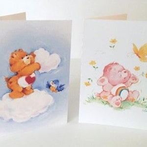 Carte imprimée CareBear aquarelle, printemps, été, papillon, oiseau, enfants, adultes