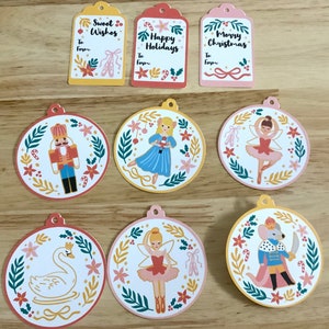 Étiquettes pour cadeaux Casse-Noisette , Noël , Festif , Traditionnel , Famille , Amis , Doux , Danse classique , Cygne