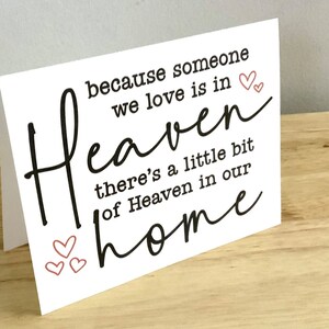 Heaven Home Grieving Card , Imprimé , Vierge à l’intérieur , Coeurs , Amour , Manquant , Perte , Famille , Amis , Paix