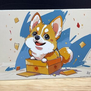 Carte de voeux chien mignon, peinture, imprimés, joyeux, meilleur ami, espiègle, aboiement, course, amusement