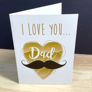 Je t'aime papa , carte de correspondance , coeur , moustache , fête des pères , cadeau , anniversaire