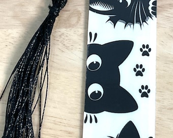 Acrylic Bookmark or UV DTF , Tassel , Kids, Cat , Fluffy , Reading , Gift , Books , Meow , Pet , Kitten