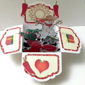 Carte pop-up de Noël sur le thème du cowboy, vacances, poivrons, chaud, bonhomme de neige, chapeau de cowboy