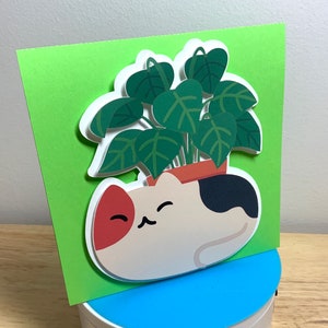 Carte de jardinière chat kawaii, plante, chaton, grandir, famille, ami, bonjour, juste parce que vous me manquez