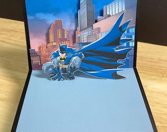 Bat man 3D Card , Blank inside , Printed , Kids , Classic , Hero , Comics , Action, Birthday , Get Well