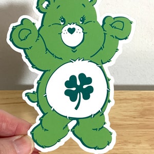 Grand autocollant en vinyle CareBear , Ours porte-bonheur , trèfle , Vert , Loisirs créatifs , Fabrication de cartes , Scrapbooking , Cadeau , Partager , Entretien