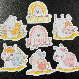 Happy Snail Stickers , Rainbow , Positive , Kids , Planner , Scrapbooking , Crafts , Memories