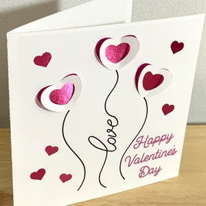 Carte pour la Saint-Valentin, Ballons, Amour, Cœurs, Rose, Feuille décor, Pop Up, Epouse, Chérie, True Love