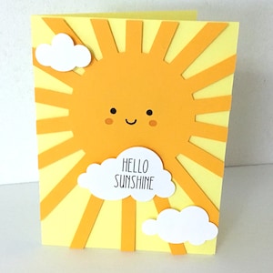 Carte vierge Hello Sunshine, rayons, enfants, ami, famille, sourire, été, printemps, joie, chaleur, juste parce que