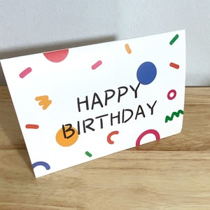 Carte de joyeux anniversaire rétro , Imprimée , Vierge , Ballonnet , Confetti , Bannières , Coloré , Ami , Famille , Adultes , Enfants