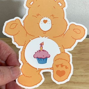 Grand autocollant CareBear en vinyle , Anniversaire d'ours , Cupcake , Enfants , Adultes , Loisirs créatifs , Fabrication de cartes