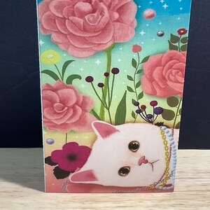 Carte chat , Fleurs , Imprimé , Blanc , Fourrure de bébé , Meow , Doux , Mignonne , Famille , Ami , Ronronnement