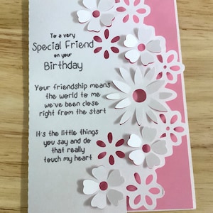 Carte d’anniversaire d’ami , Vierge à l’intérieur , Imprimé , Fleurs , Fleurs , Meilleur ami , Rose