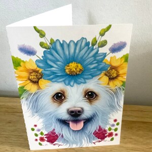 Chi-Poo Dog Card , Vierge à l’intérieur , Imprimé , Fleurs , Animal de compagnie , Animal , Meilleur ami , Compagnon