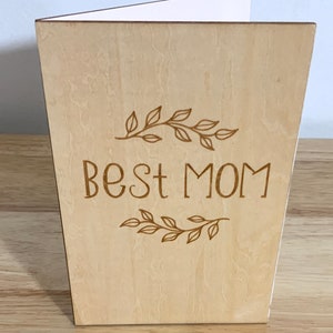 Meilleure carte en bois de maman, plante, souvenir, cadeau, fête des mères, anniversaire, amour, coeurs