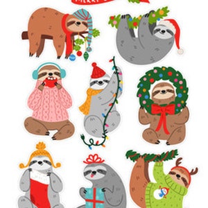 Autocollants paresseux de Noël, hiver, neige, canne à sucre, vacances, enfants, adultes, journal, scrapbooking, artisanat