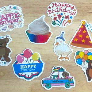 Stickers vinyles joyeux anniversaire, Fête, Cadeau, Gâteau, Ballons, Ours, Enfants, Adultes, Adolescents, Loisirs créatifs