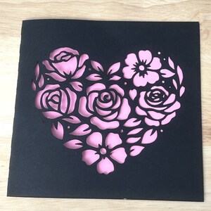 Carte florale coeur , Amour , Saint-Valentin , Mariage , Anniversaire , Doux , Couple , Roses