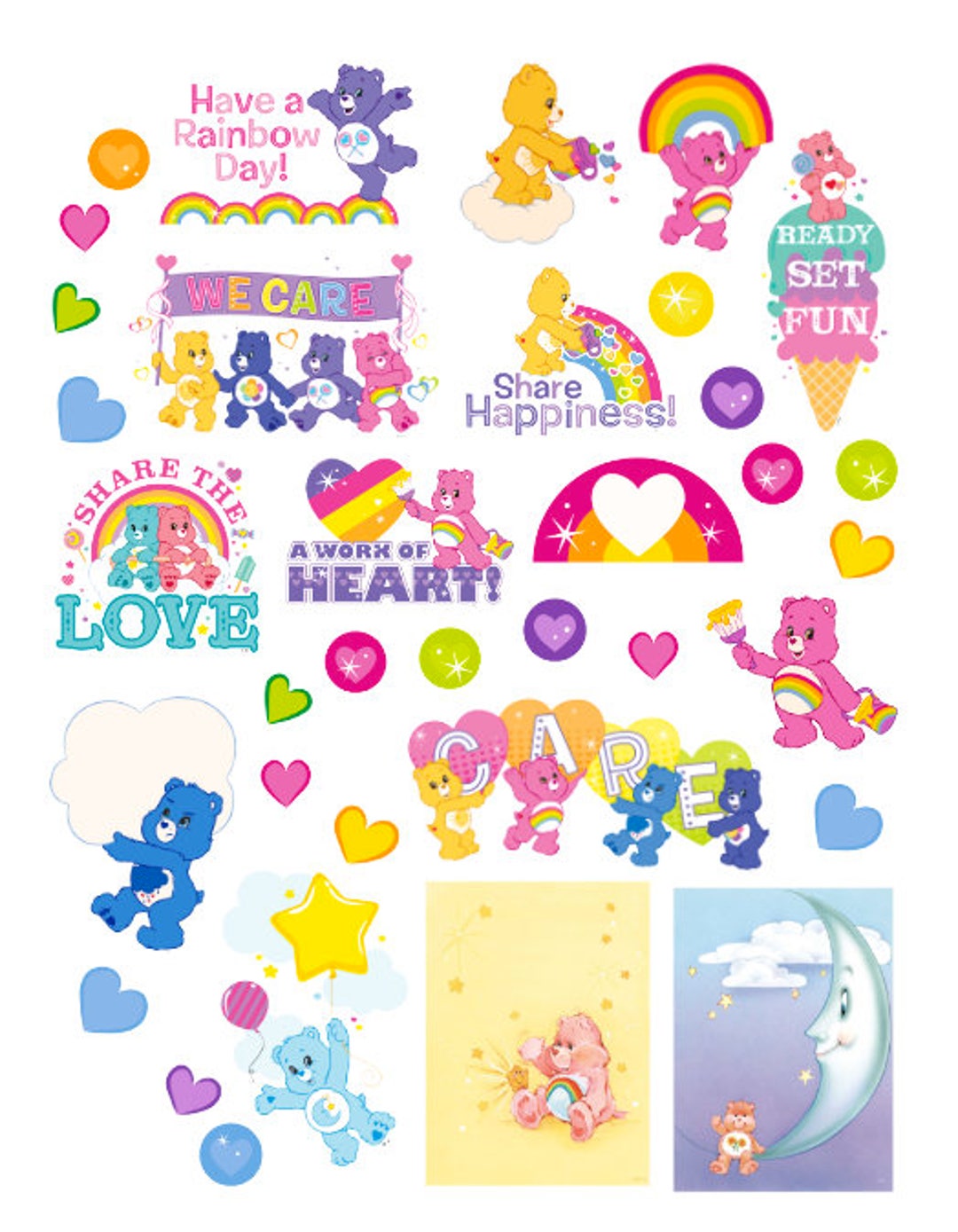 Care Bears Retro Sticker Sheet  Stationery , Bujo Stickers, Planner S –  Jitter Sticker Co.