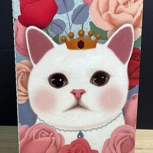 Carte chat , Fleurs , Imprimé , Blanc , Fourrure de bébé , Meow , Doux , Mignonne , Famille , Ami , Ronronnement