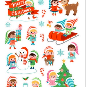 Joyeux Noël Elfes Autocollants , , Festif , Enfants , Cadeaux , Artisanat , Fabrication de cartes , Fêtes