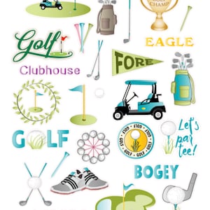 Stickers de golf , tee , birdie , fabrication de cartes , scrapbooking , agenda , journal , rappels , vert , balle