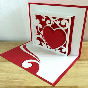 Carte coeur , Intérieur vierge , Amour , Saint-Valentin , Cadeau , conjoint , Rouge , S'épanouir , Pop Up
