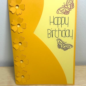 Happy Birthday Card , Flowers , Butterflies , Pop Out , Yellow , Special , Nature , Love