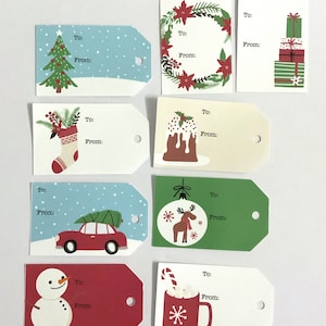 Étiquettes de Noël , Fête , Cadeaux , Bonhomme de neige , Vacances , Arbre , Rennes , Canne à bonbons , Pudding aux prunes , Bas