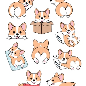 Too Darn Cute Corgi Dog Stickers , Butt , Playful , Kids , Adults , Crafts , Gift