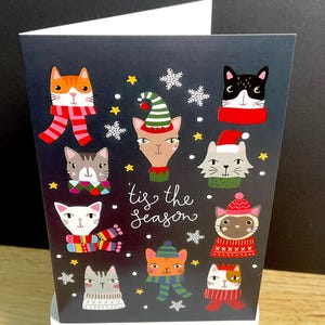 C'est la saison Carte de Noël Kitty Cat , Vacances , Hiver , Froid , Félin , Bébé en fourrure , Amoureux des chats