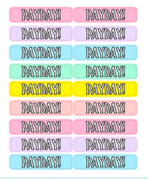 Payday Stickers Calendar Reminder Money Journal Work Etsy