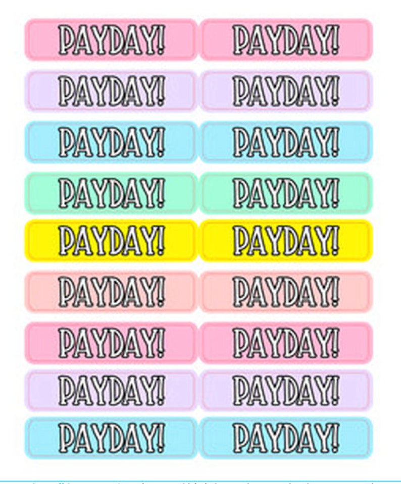 Payday Stickers Calendar Reminder Money Journal Work Etsy
