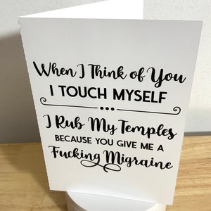 Carte Je me touche , Intérieur vierge , Sarcastique , Humour pour adultes , La nuit tombée , Amis , Couple