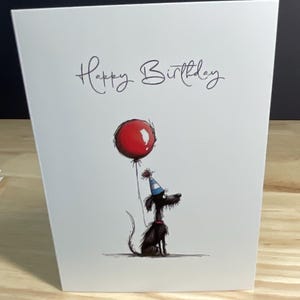 Carte de joyeux anniversaire pour chien , Ballon , Fêtard , Animal de compagnie , Chapeau de fête , Manteau , Adorable