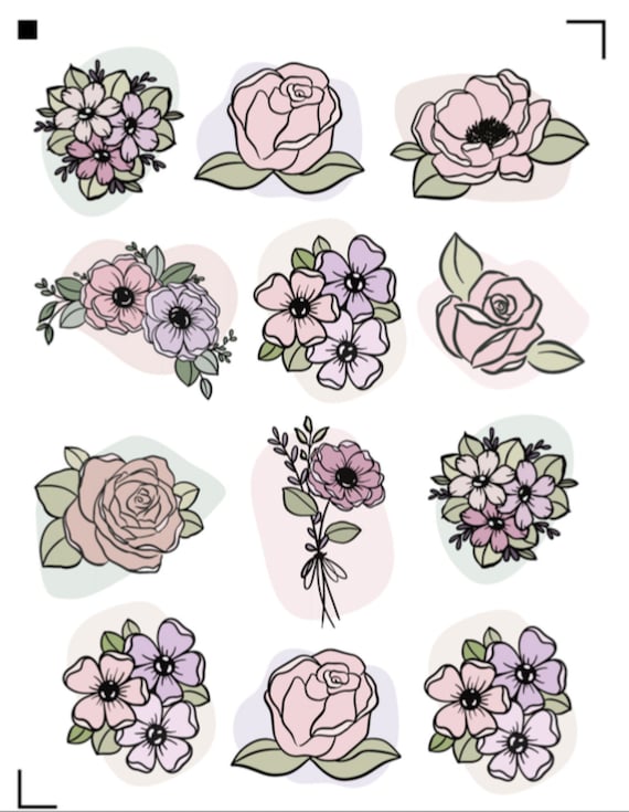 Flower Stickers , Planner , Scrapbooking , Photos , Crafts , Card Making ,  Gift , Friends , Family , Books