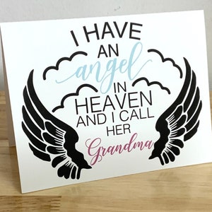 Carte Ange appelé grand-mère , Vierge à l'intérieur , Imprimé , Ailes , Nuages , Souvenez-vous , Souvenirs , Amour