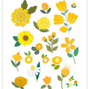 Stickers fleurs jaunes, jardin, frais, gai, marguerite, feuilles, printemps, été