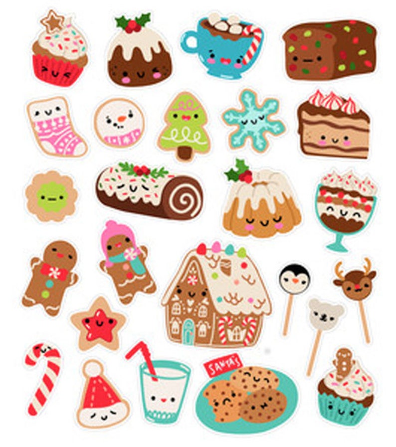 Kawaii Christmas Dessert Stickers Gingerbread Cookie - Etsy Canada