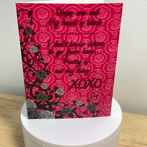 Carte de Saint-Valentin gothique, XOXO, Suppose, Amour, Fleurs, Noir, Coeur, Rose