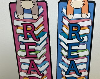 Kitty Cat Double Sided Bookmarks , Read , Books , Page Keeper , Marker , Pet , Animal , Gift