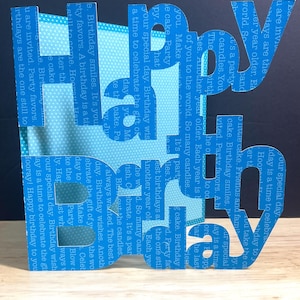 Carte de joyeux anniversaire , Bleu , Lettres , Enfants , Adolescents , Adultes , Découpe laser , Pois , Lumineux , Fête