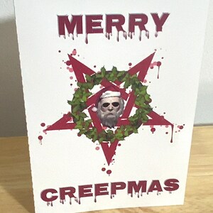 Carte Merry Creepmas , Effrayant , Père Noël mort , Sang , Gouttes , Horreur , Zombie
