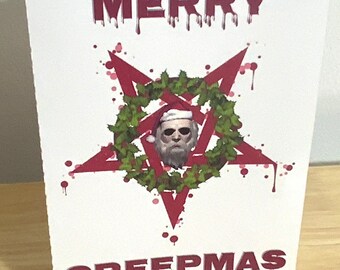 Merry Creepmas Card , Creepy , Dead Santa , Blood , Drips , Horror , Zombie