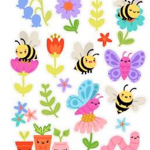 Autocollants de jardin d’été , Fleurs , Abeille , Papillon , Plantes , Vie , Nature , scrapbooking , Artisanat