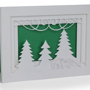Carte Shadow Box pour arbre de Noël, Vierge à l'intérieur, Vacances, Hiver, Amis, Famille, Cadeaux, Joie, Neige, Papier découpé