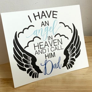 Angel Called Dad Card , Vierge à l’intérieur , Imprimé , Père , Bleu , Ciel , Ailes , Mouche , Chagrin , Deuil