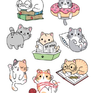 Autocollants drôles de planificateur de chat, lecture, beignet, sieste, sommeil, artisanat, rappels